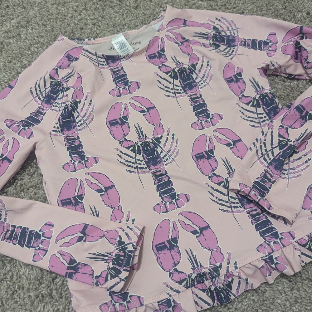 Vineyard Vines Pink and Purple Lobster Long Sleeve Rashguard - Picture 2 of 3